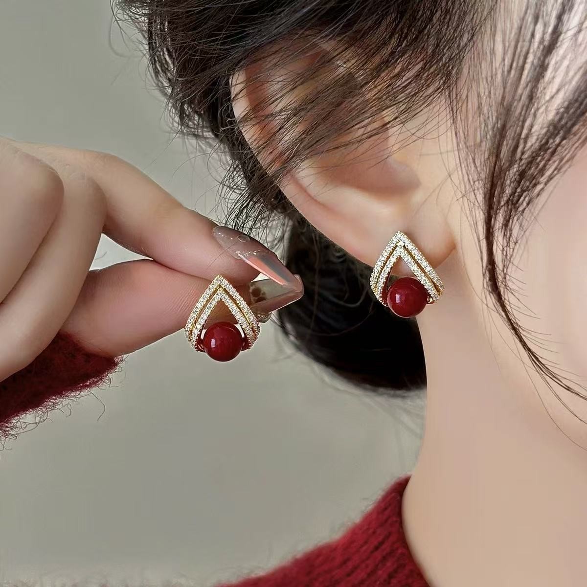 Pearl Earring Stud - Серьги-гвоздики из серебра 925 пробы с