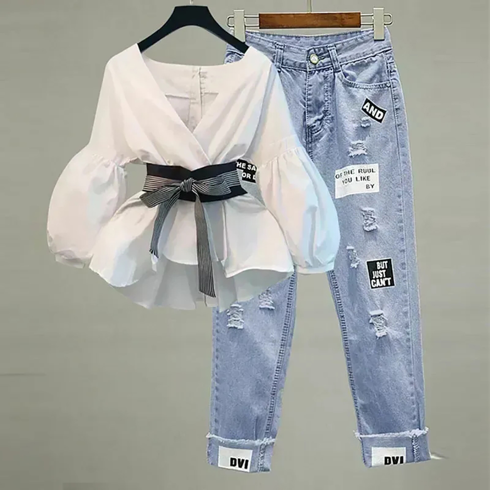 Women Formal Wear Tops - Женский элегантный v-образный вырез в полоску