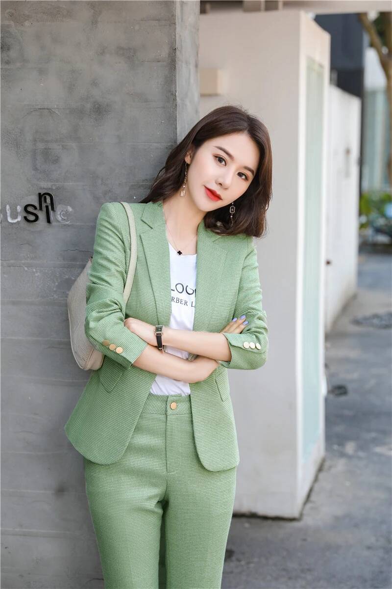 Women Formal Wear Interview - Новинка, зеленый дизайн униформы, брючные костюмы