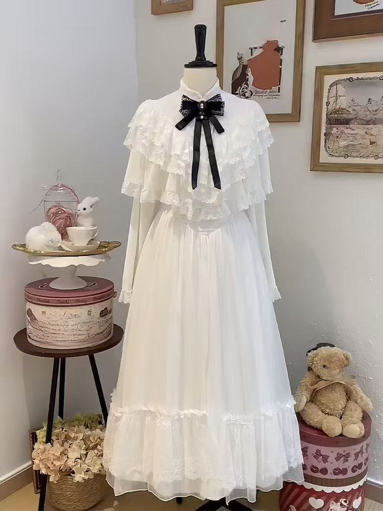 Women Formal Wear Winter - Японское кружевное платье с коротким рукавом