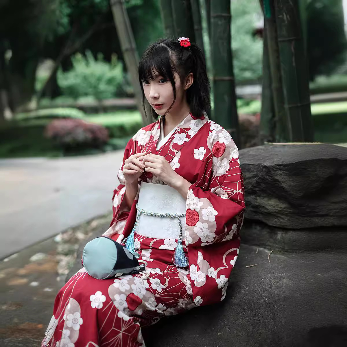 Japanese Women Formal Wear - Красное японское кимоно-юката для женщин, модифицированного