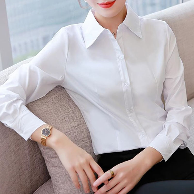 Women Formal Wear White Shirt - Белые приталенные формальные офисные женские рубашки