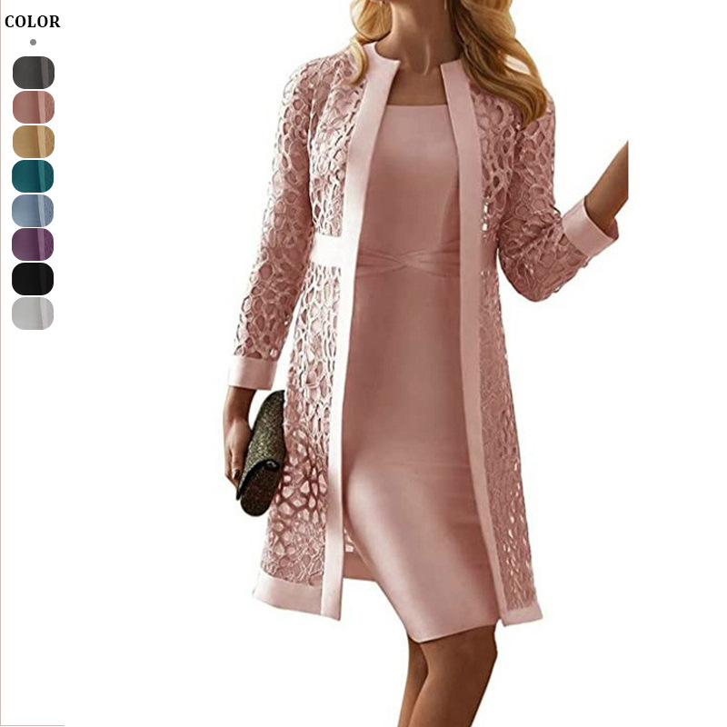 Formal Dress Female - Wein Кружевное платье-кардиган с двумя пальтоми
