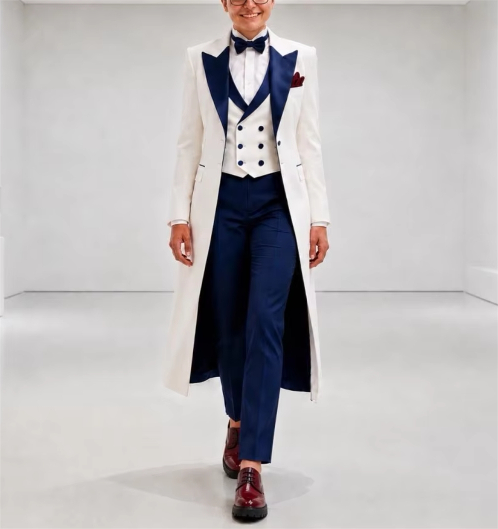 Women Formal Wear Outfits - Темно-синий с белым женский пиджак-костюм: элегантный,