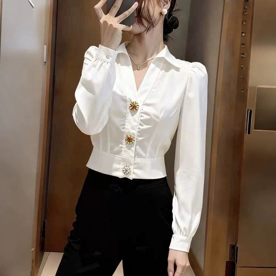 Элегантная белая блузка с V-об – обзор и цена Women Formal Wear White Shirt