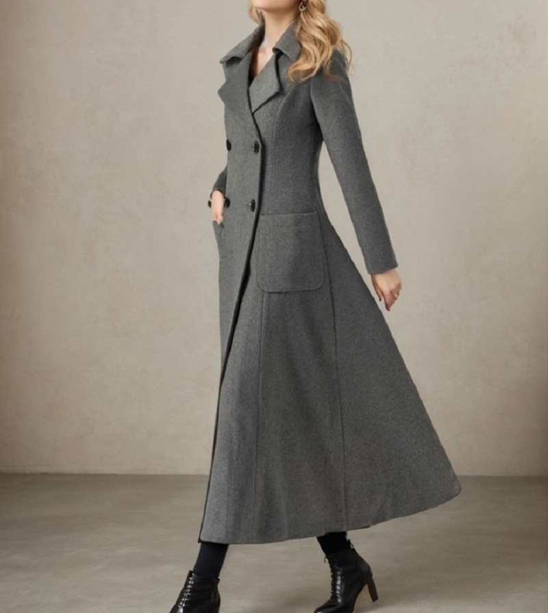 Женская серая длинная куртка,  – обзор и цена Tailored Coat Wool