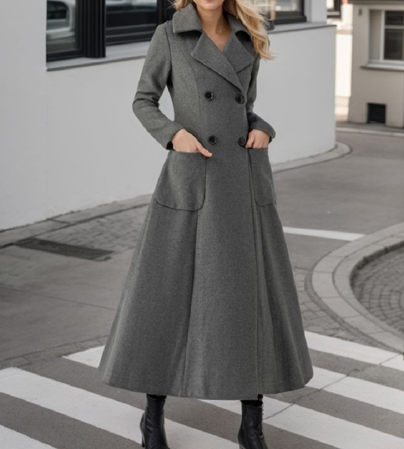 Женская серая длинная куртка,  – обзор и цена Tailored Coat Wool
