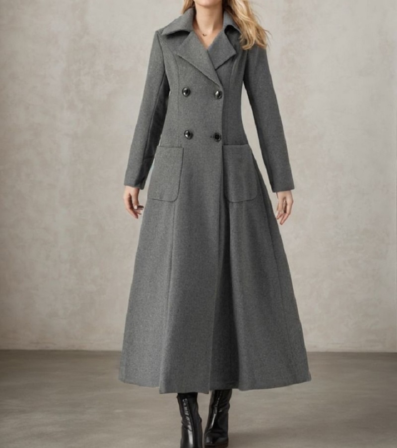 Женская серая длинная куртка,  – обзор и цена Tailored Coat Wool